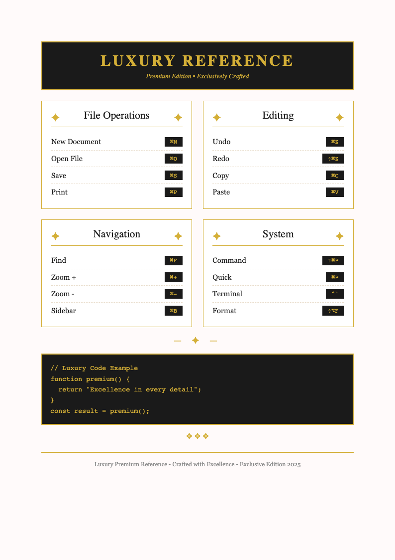 Luxury premium quick reference